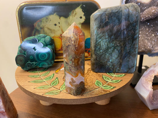 Carnelian & Moss Agate Tower
