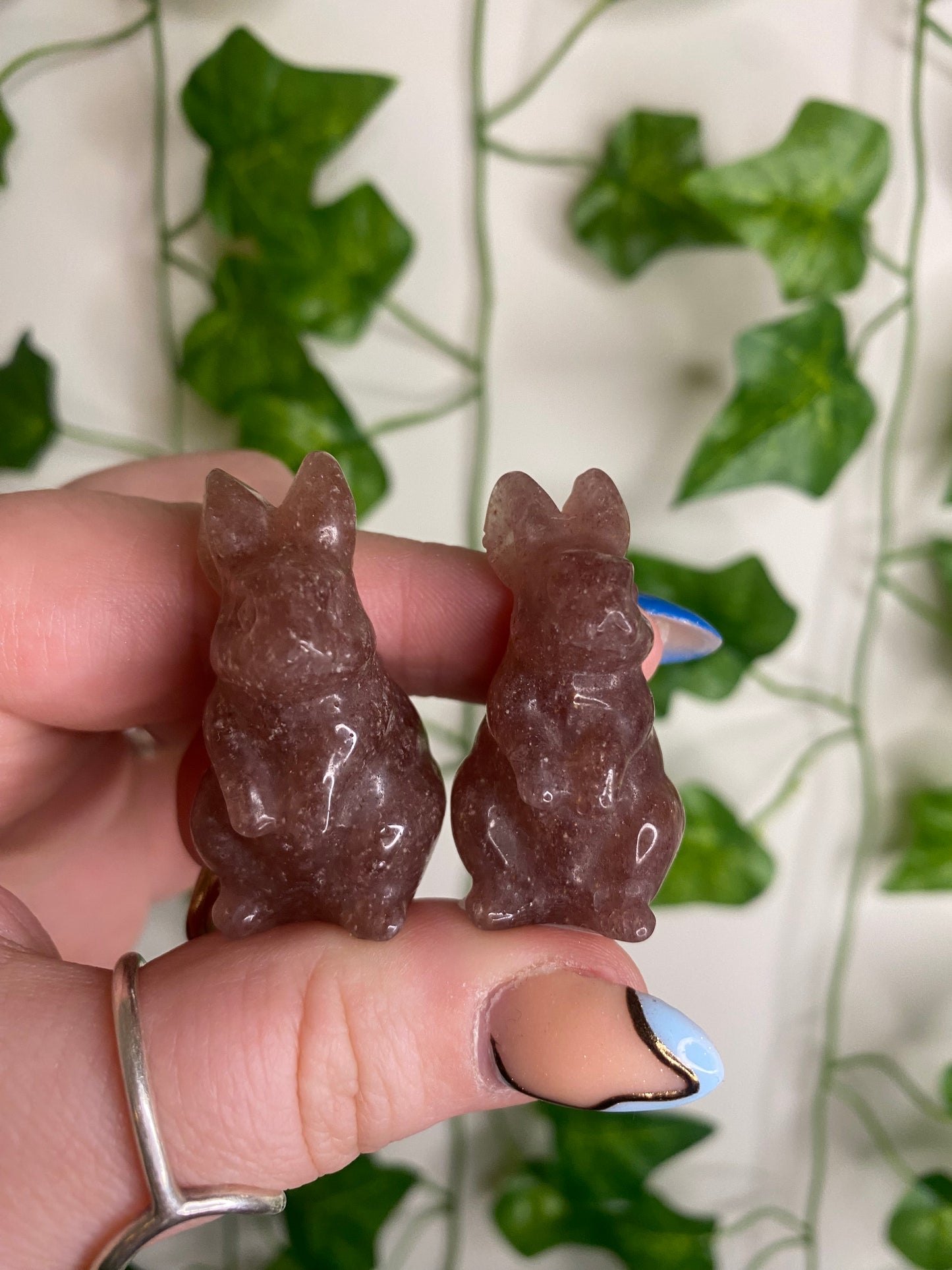 Strawberry Quartz Bunny Carving