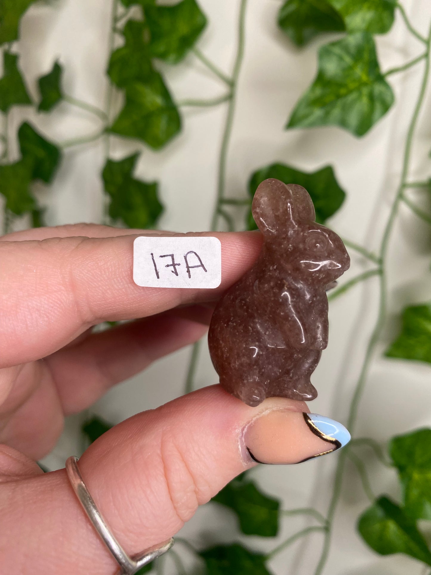 Strawberry Quartz Bunny Carving