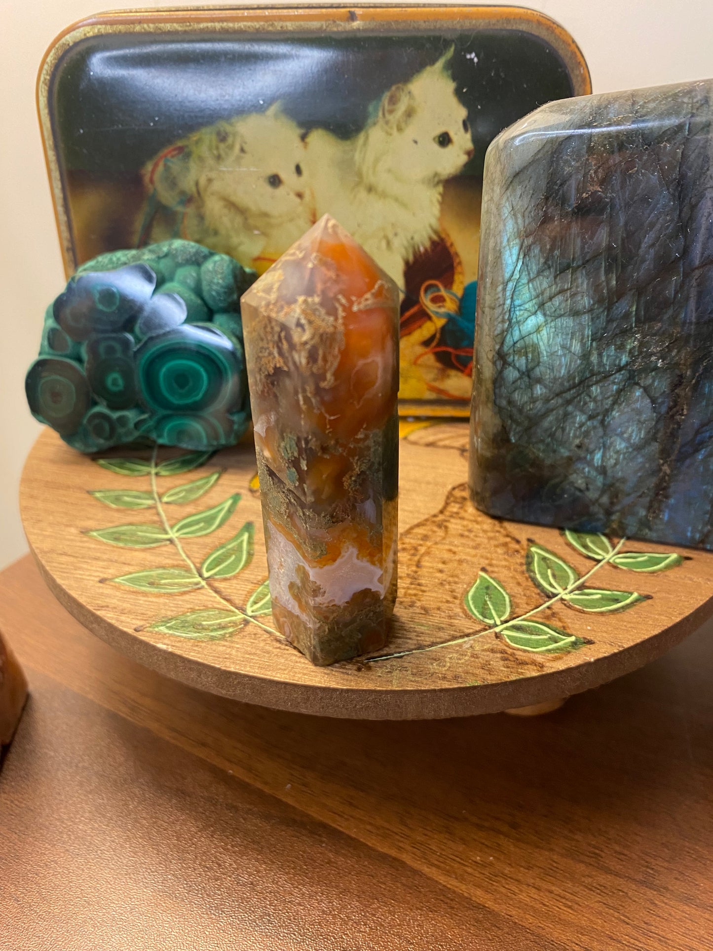 Carnelian & Moss Agate Tower