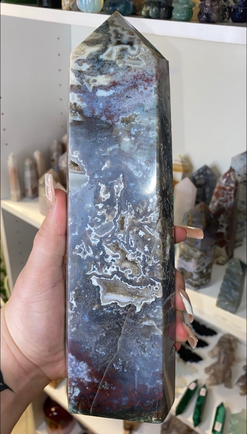 Purple Moss Agate Towers