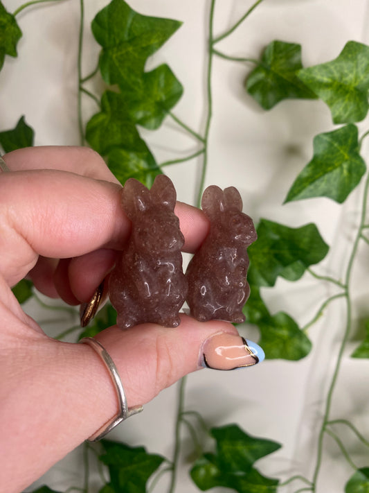 Strawberry Quartz Bunny Carving