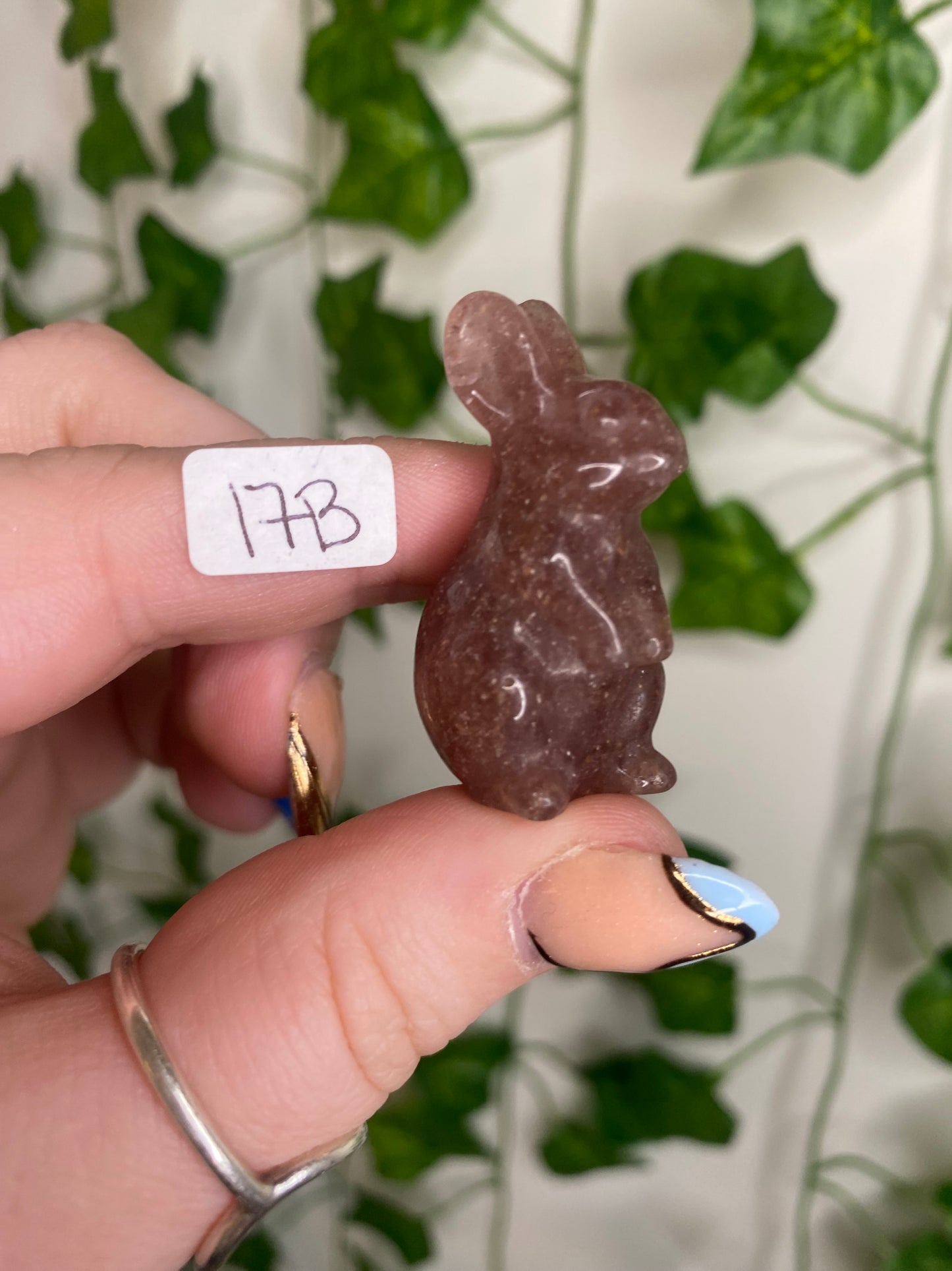 Strawberry Quartz Bunny Carving