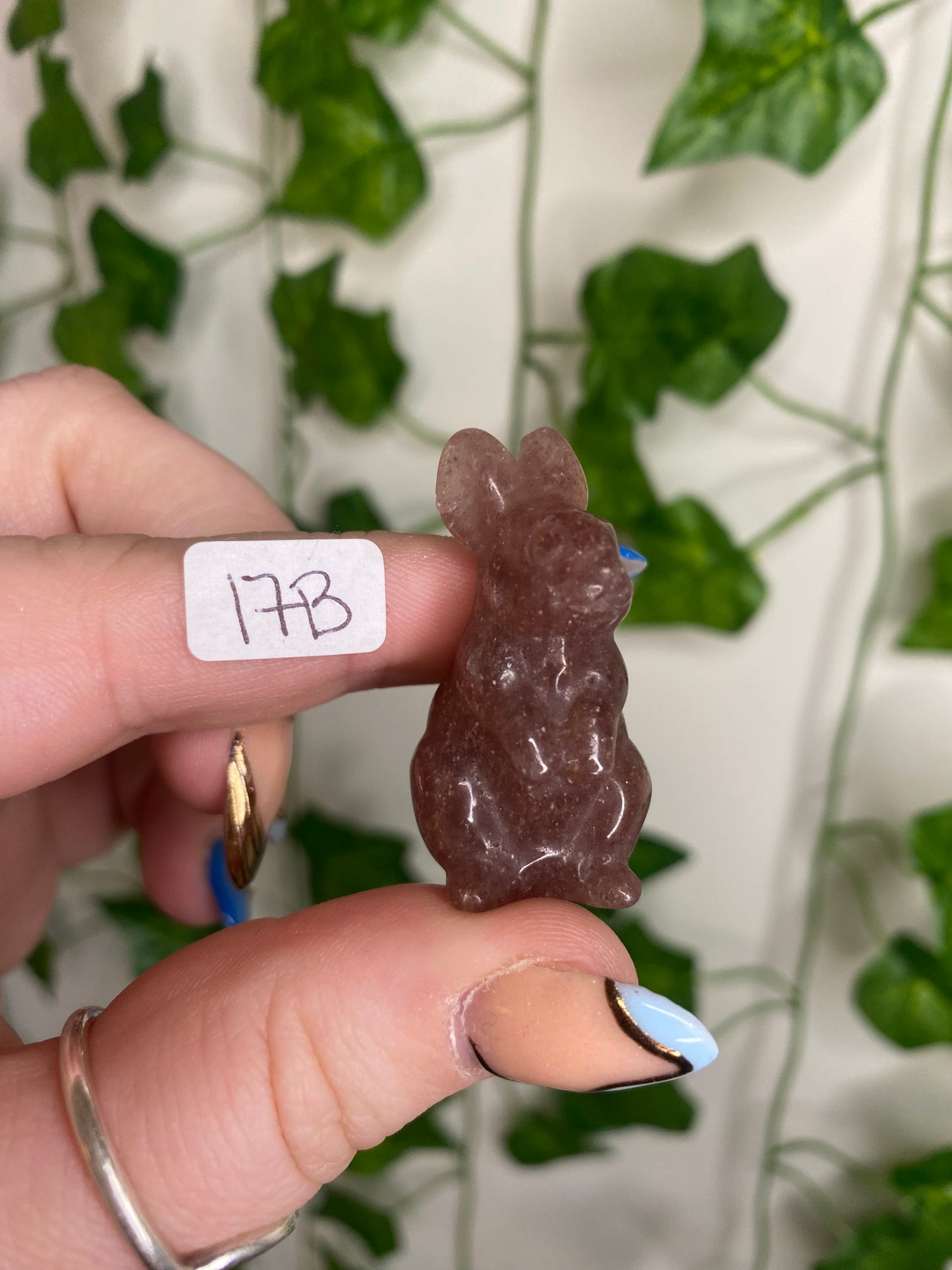 Strawberry Quartz Bunny Carving