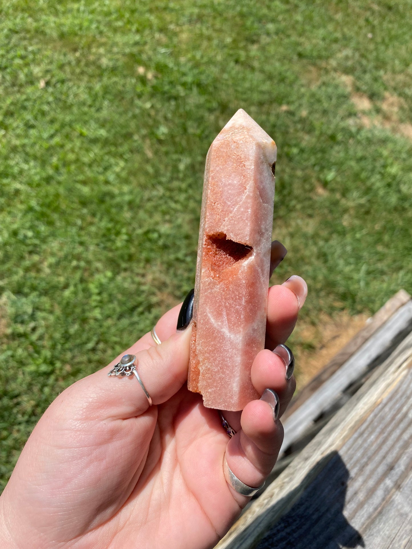 Flower Agate & Pink Amethyst Tower