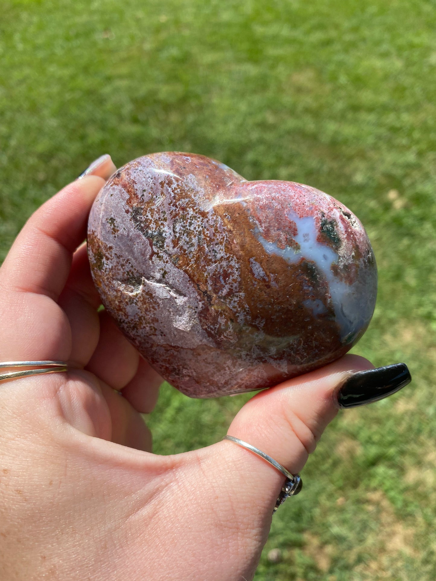 Ocean Jasper Puffy Hearts