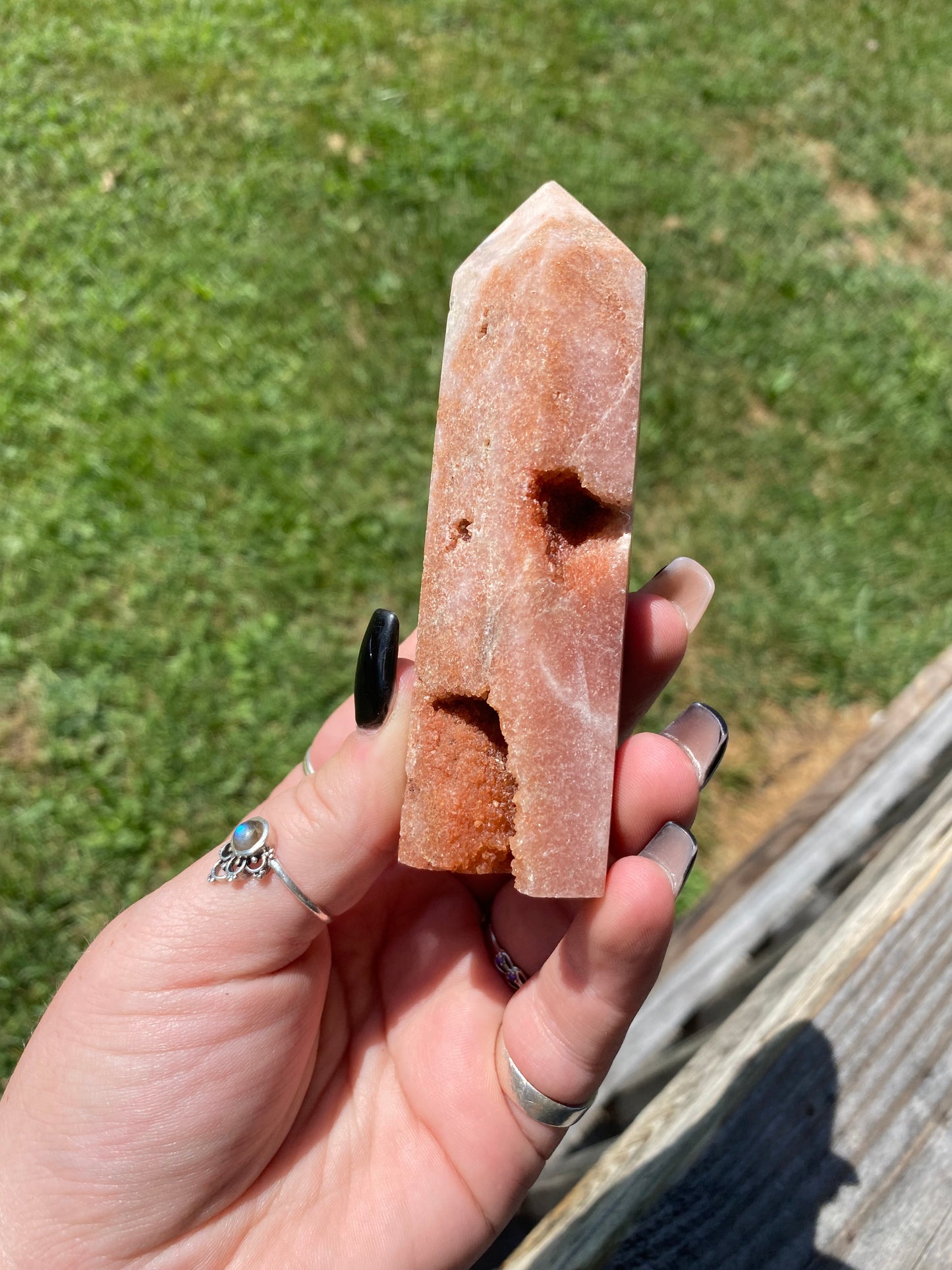 Flower Agate & Pink Amethyst Tower